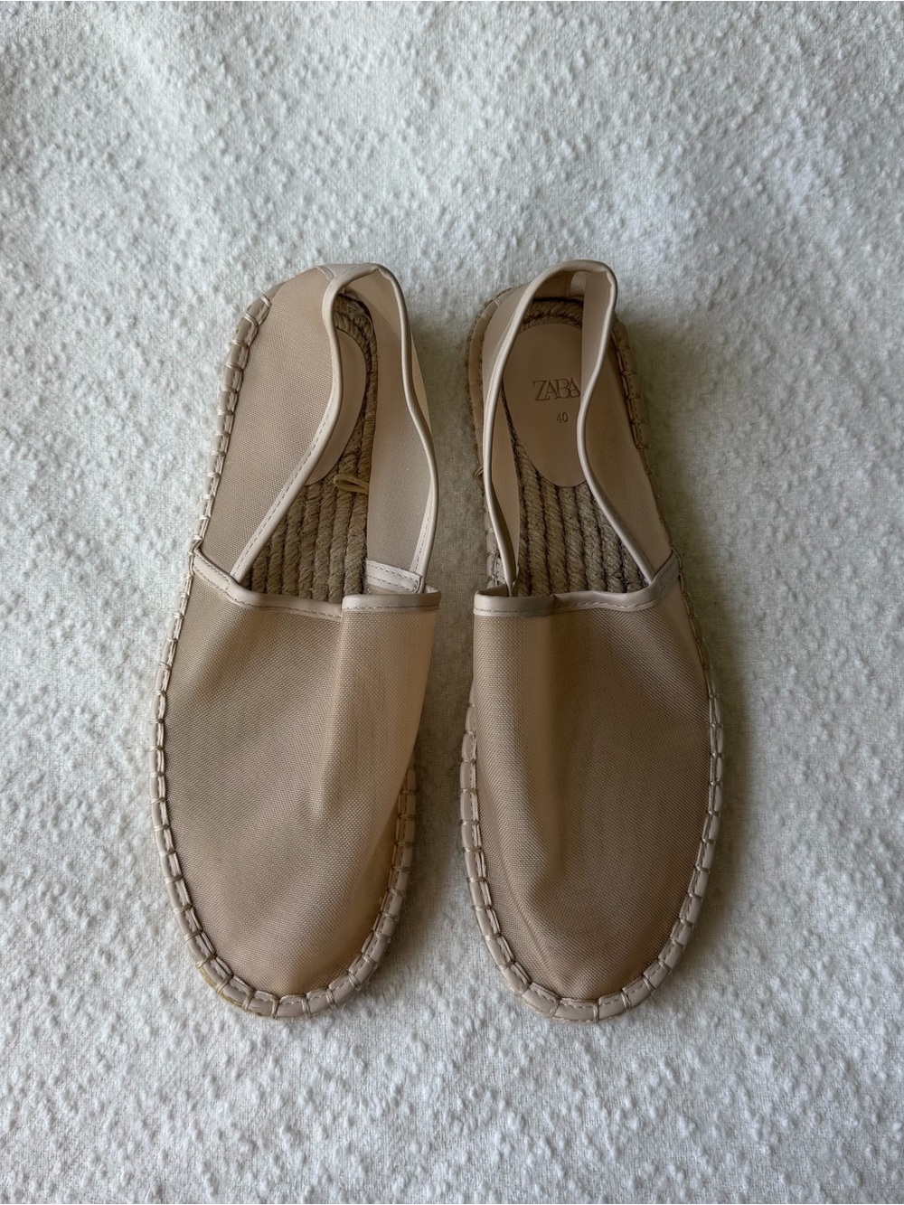 Zara Neutral Tan Canvas Slingback Espadrilles